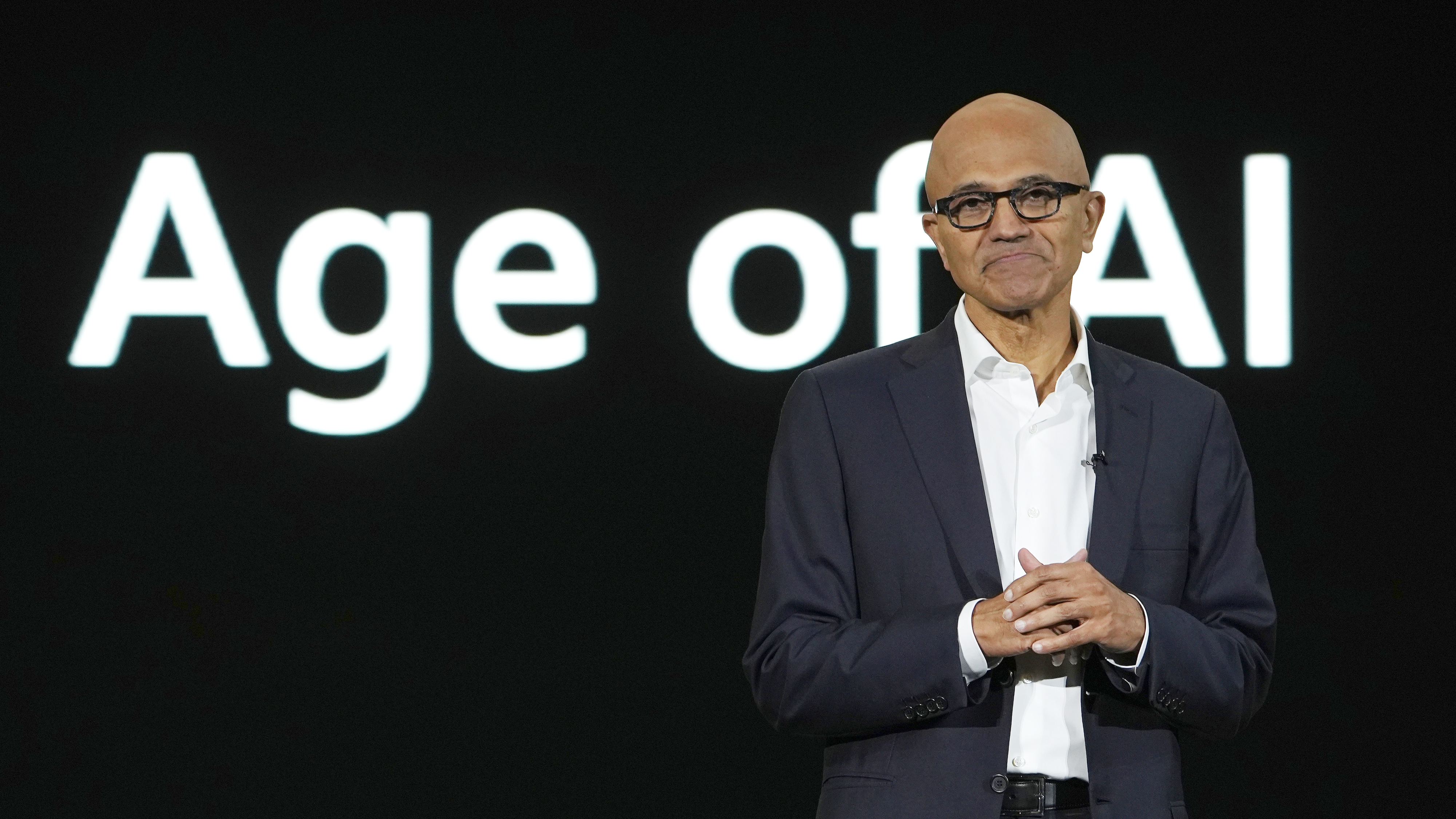 Satya Nadella, chief executive officer of Microsoft Corp., speaks during the company event on AI technologies in Jakarta, Indonesia, on Tuesday, April 30, 2024.