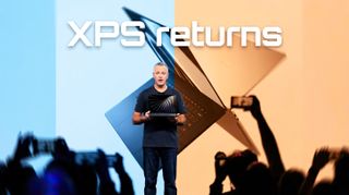 Jeff Clarke of Dell revealing the return of the XPS brand with the new XPS 14 for 2026.