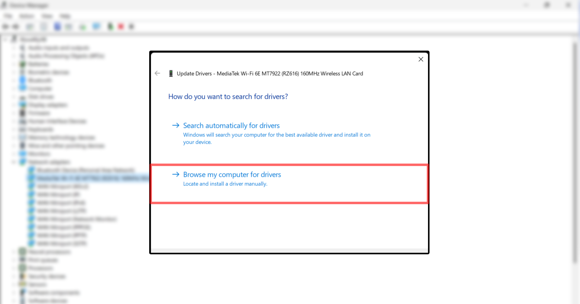 Updating WLAN Drivers on Windows 11