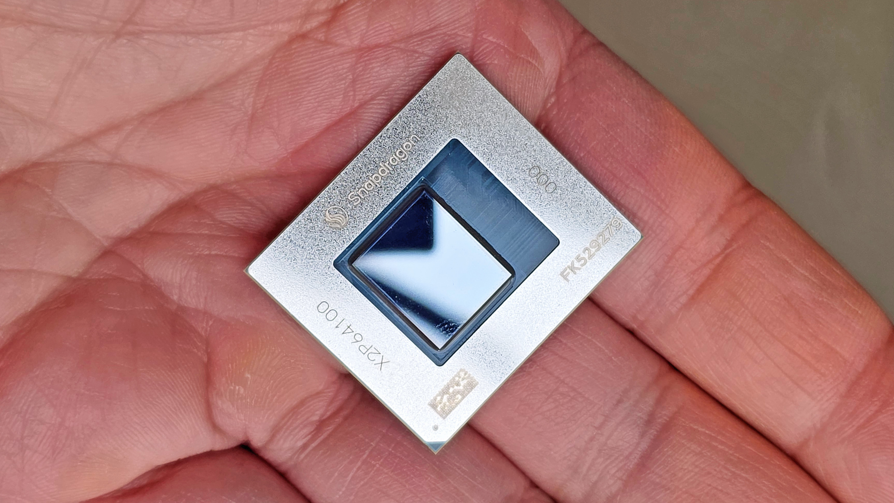 The actual Qualcomm Snapdragon X2 Plus processor to be used in new Windows 11 laptops in 2026 being held.