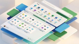 Images of the Windows 11 Start menu and icons